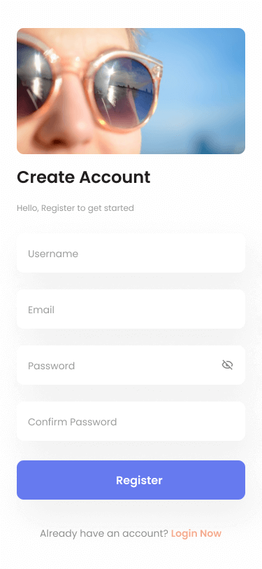 signup app screen