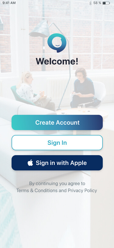 signup app screen