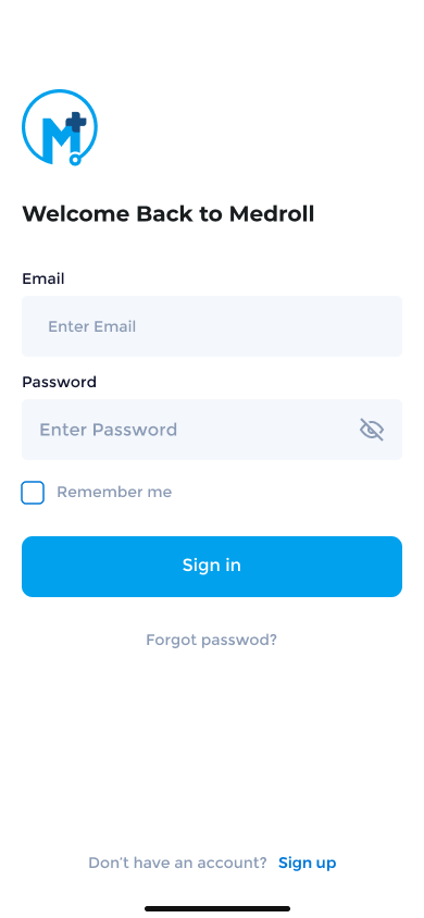 login app screen