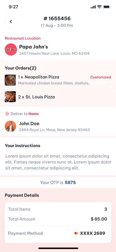 papa john's pizza delivery app