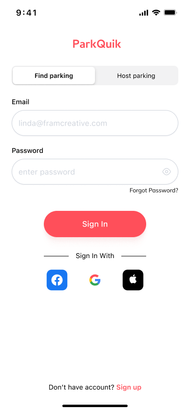 login app screen